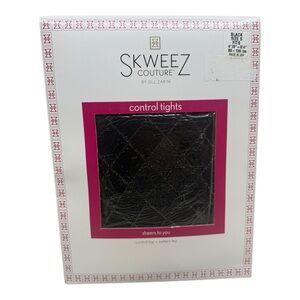 SKWEEZ COUTURE By Jill Zarin Pattern Tights Control Top #7800 Black Sz Small NWT